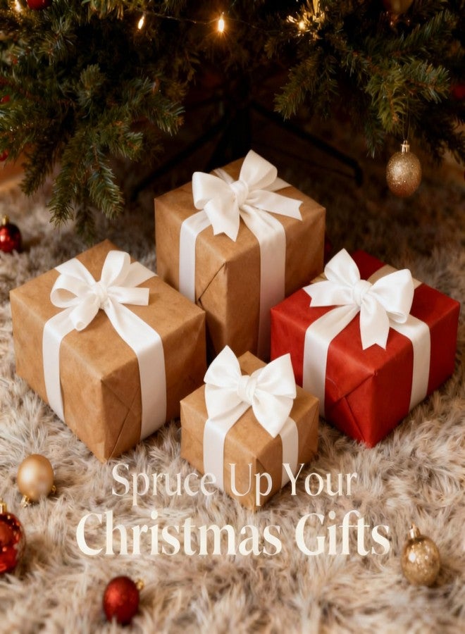 Meseey Velvet Ribbon Bows with Twist Ties, 4 Inches, Pre-Tied Christmas Decorative Bows, 12 Pack (White) - Image 4